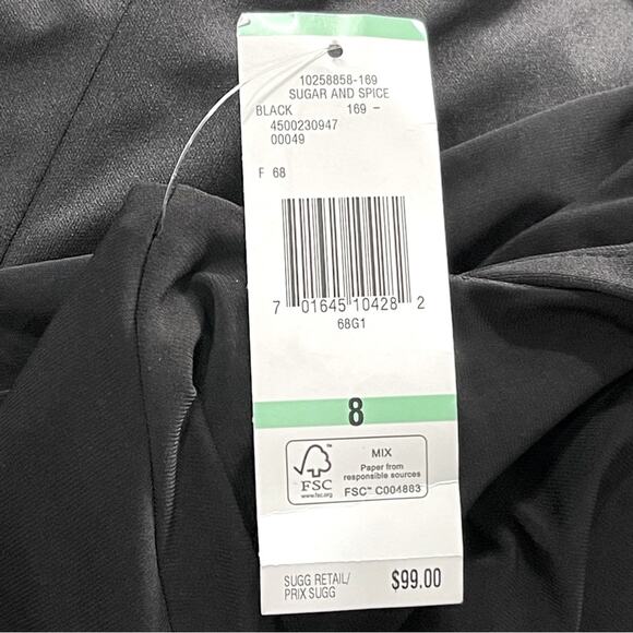 Evan-Picone Sleeveless Black Dress Sugar & Spice Drape Neck Ruffle Detail Size 8 - Picture 8 of 11